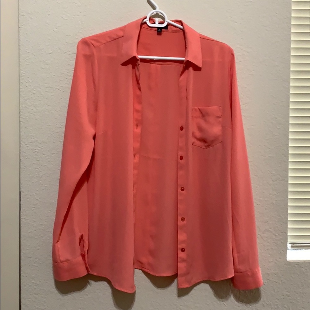 Sheer Salmon Dress Shirt